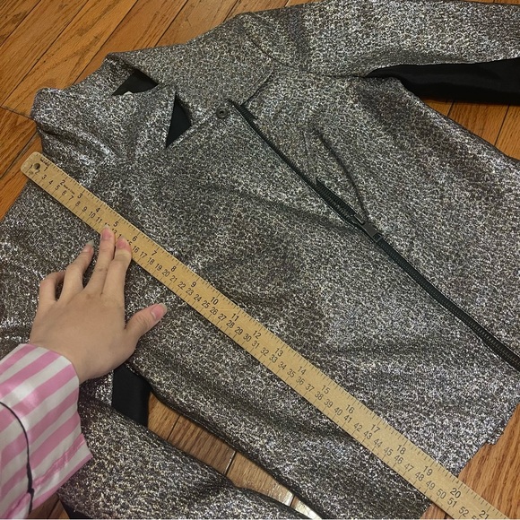 SB by Sachin & Babi metallic moto jacket size XS silver & gold shimmery full zip - Picture 12 of 12